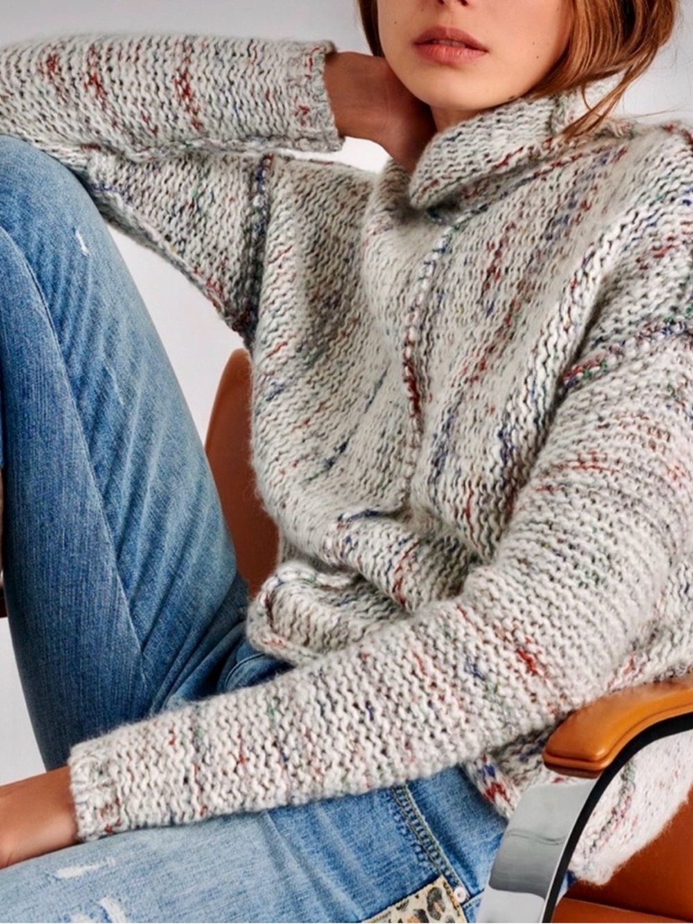 Pilcro by Anthropologie Noelle Cozy Speckled Knit Crewneck Sweater Women’s XS